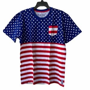 Tipsy Elves AMERICA Shirt Red, White, & Blue  PATRIOTIC Short Sleeve